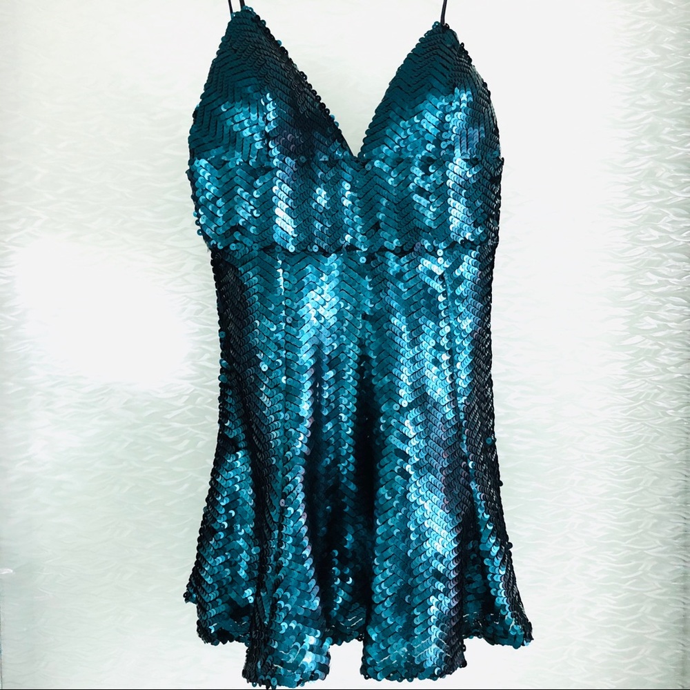 LOVERS + FRIENDS Sequins V Mini Dress